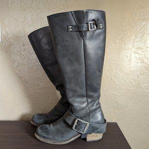 John Fluevog Black Luna Tall Buckled Boot